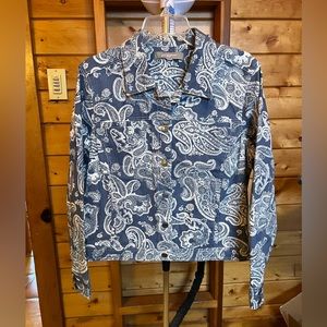 Croft & Barrow blue paisley jacket size Large petite